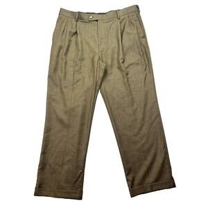 Croft & Barrow Pant Mens Sz 40 Fits 39" Wool Blend‎ Pleated Dress Brown Retro